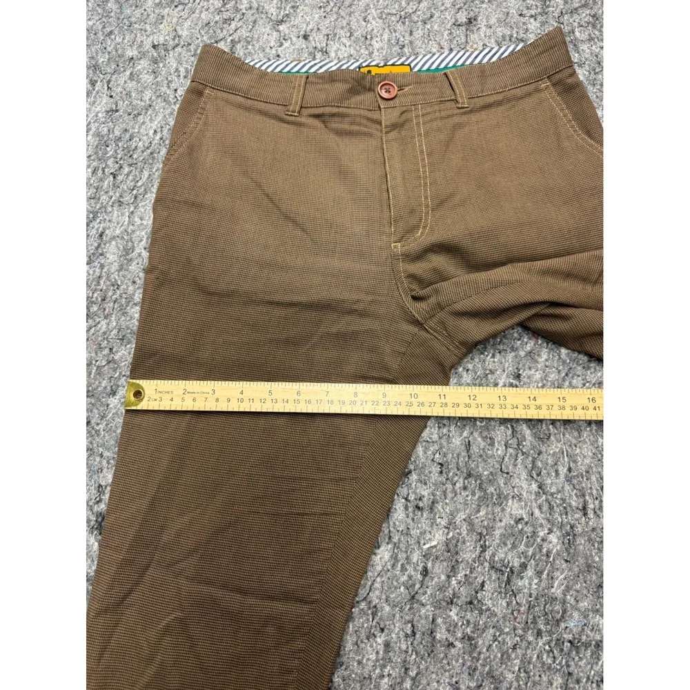 Brooklyn Industries Mens Brown Micro Check Chino Pants Size 30 Straight Leg